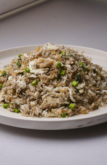 Fried Rice with Crab Meat, Conpoy, Black Truffle and Assorted Vegetables