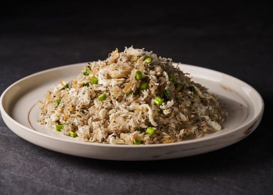 Fried Rice with Crab Meat, Conpoy, Black Truffle and Assorted Vegetables